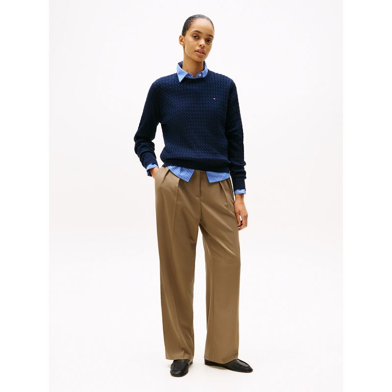 TOMMY HILFIGER - Saco azul tejido de punto trenzado fino Tommy Hilfiger