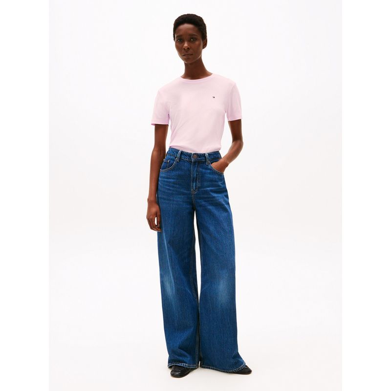 TOMMY HILFIGER - Camiseta rosa de cuello redondo con corte slim Tommy Hilfiger