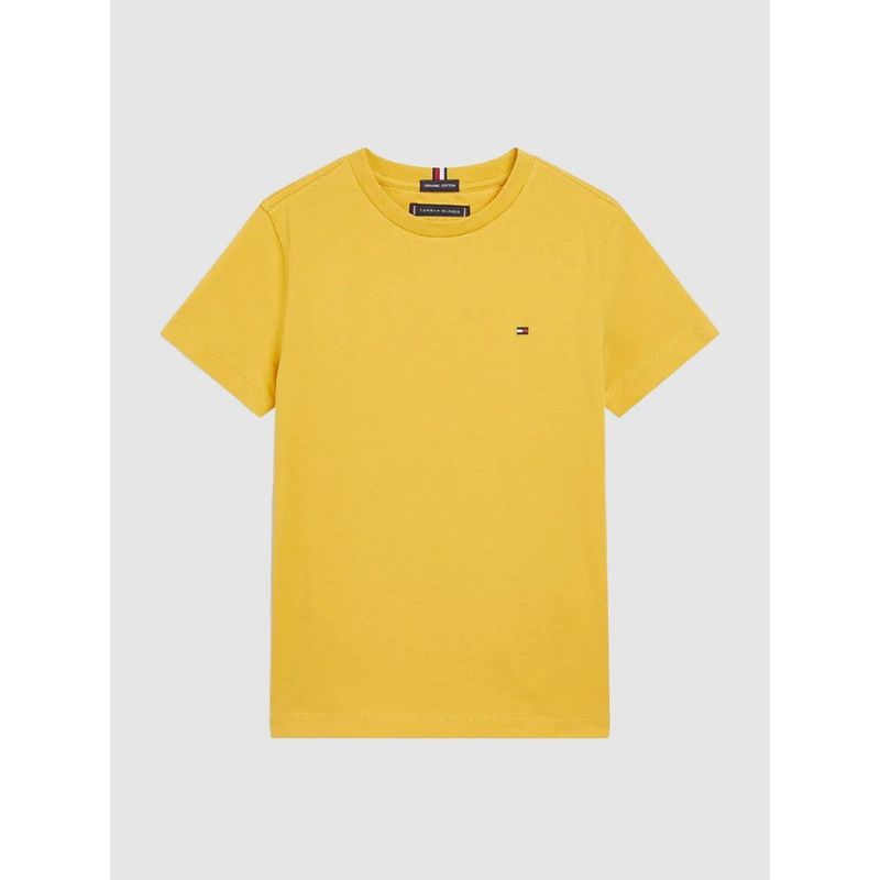 TOMMY HILFIGER - Camiseta amarilla Essential de cuello redondo Tommy Hilfiger