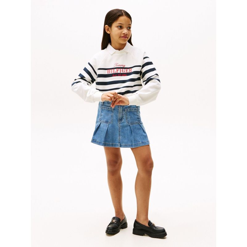 TOMMY HILFIGER - Minifalda multicolor chaqueta jeans plisada Tommy Hilfiger