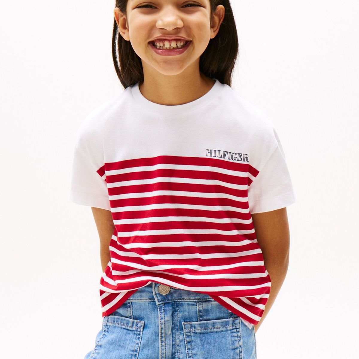 TOMMY HILFIGER - Camiseta roja amplia de rayas Tommy Hilfiger