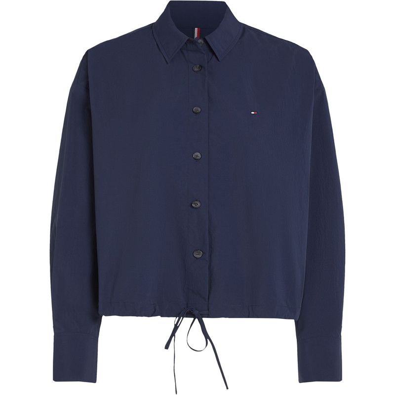 TOMMY HILFIGER - Blusa azul corta a rayas con cordón ajustable Tommy Hilfiger