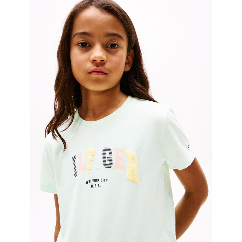 TOMMY HILFIGER - Camiseta verde tipo universitaria de cuello redondo Tommy Hilfiger