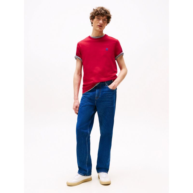 TOMMY HILFIGER - Camiseta roja con monograma TH a contraste Tommy Hilfiger