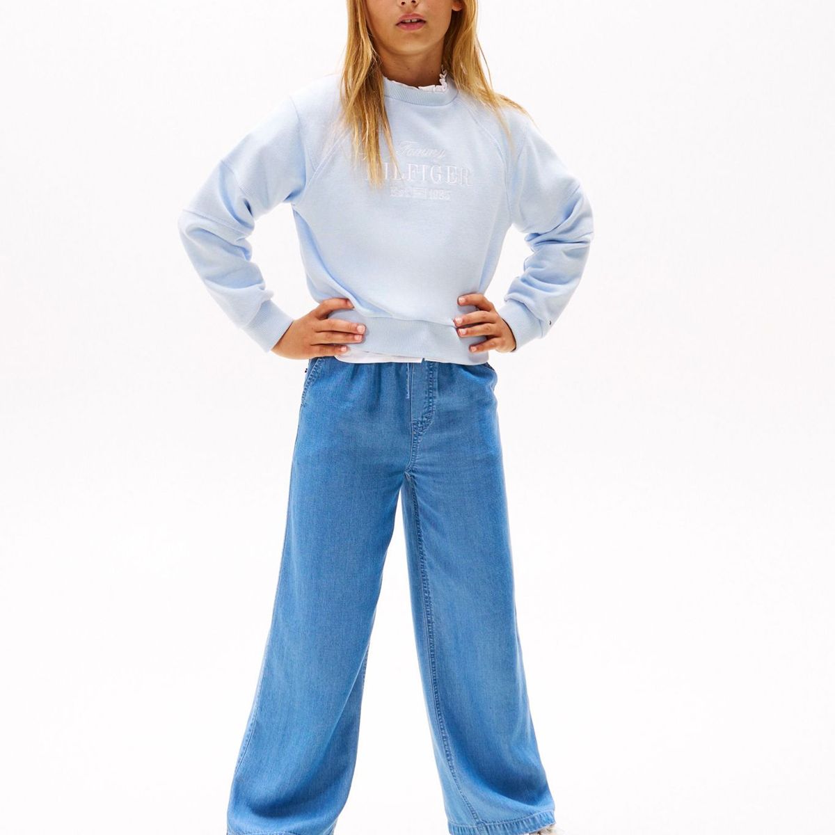 TOMMY HILFIGER - Saco celeste con logo bordado Tommy Hilfiger