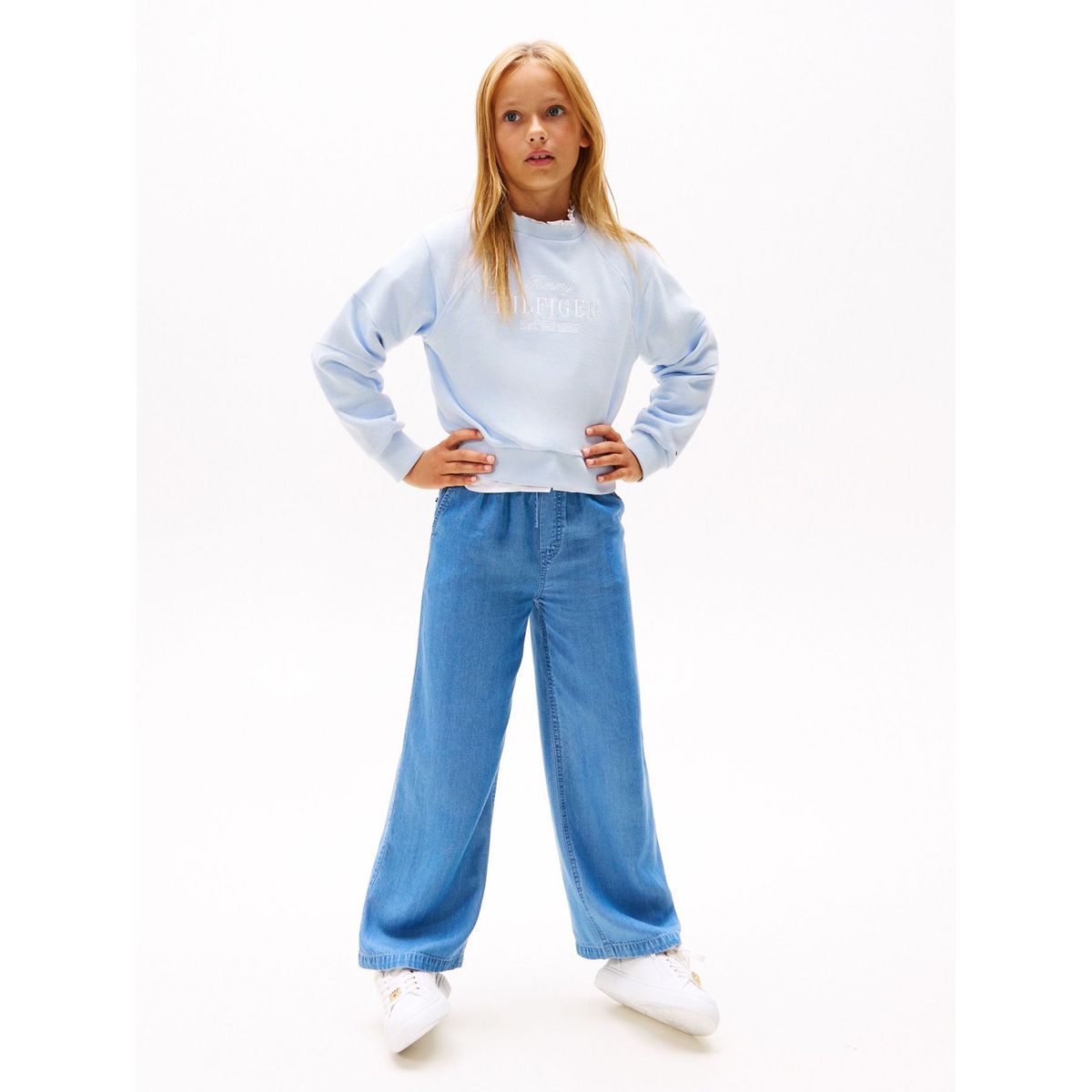 TOMMY HILFIGER - Saco celeste con logo bordado Tommy Hilfiger