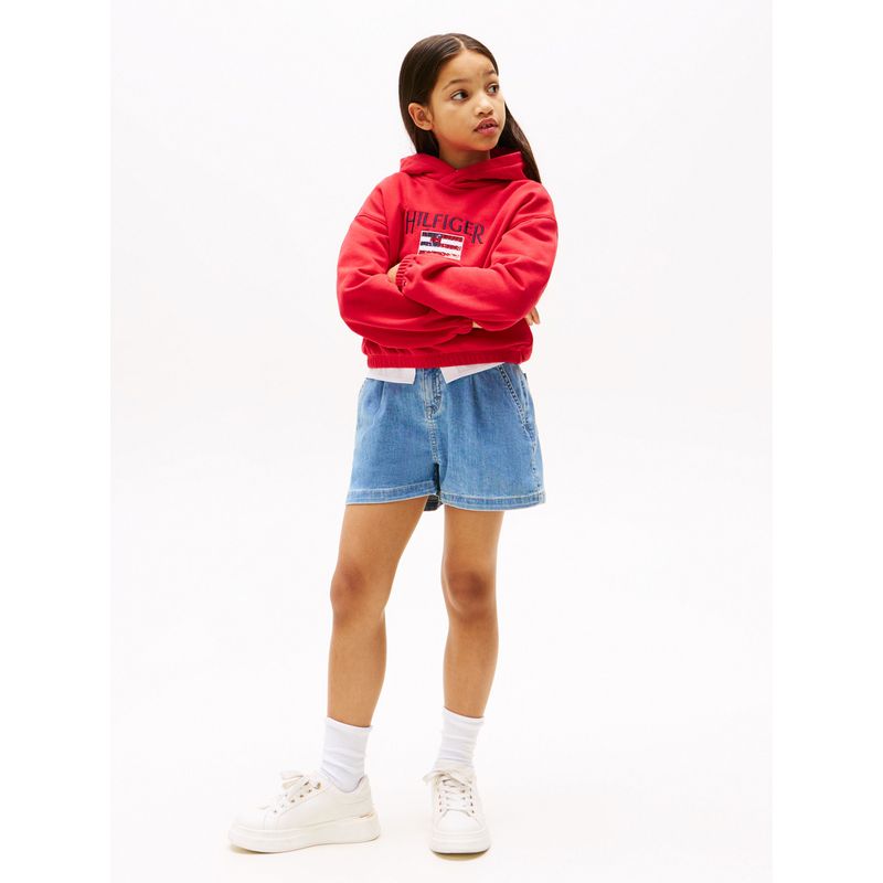 TOMMY HILFIGER - Saco rojo con capota y logo de lentejuelas Tommy Hilfiger