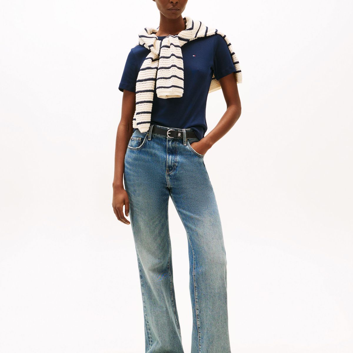 TOMMY HILFIGER - Camiseta azul de cuello redondo con corte slim Tommy Hilfiger