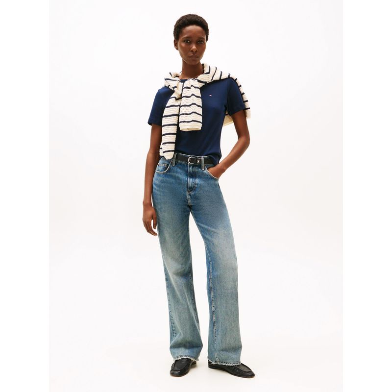 TOMMY HILFIGER - Camiseta azul de cuello redondo con corte slim Tommy Hilfiger