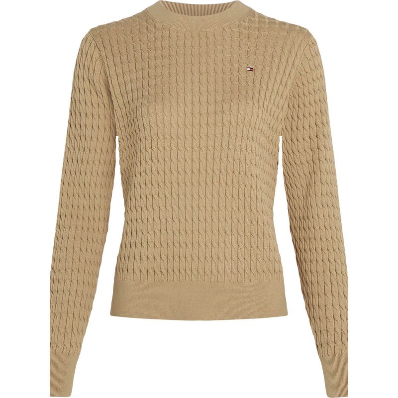 TOMMY HILFIGER - Saco beige tejido de punto trenzado fino Tommy Hilfiger
