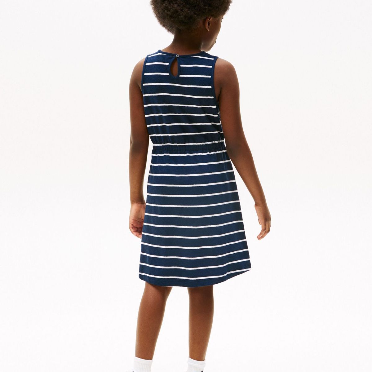 TOMMY HILFIGER - Vestido azul sin mangas en mezcla de lino Tommy Hilfiger