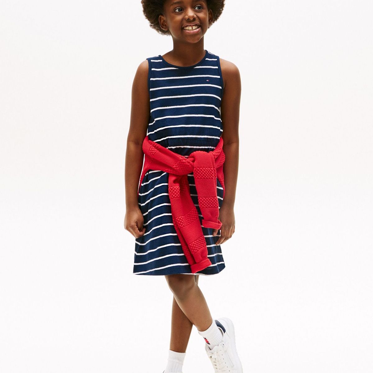 TOMMY HILFIGER - Vestido azul sin mangas en mezcla de lino Tommy Hilfiger