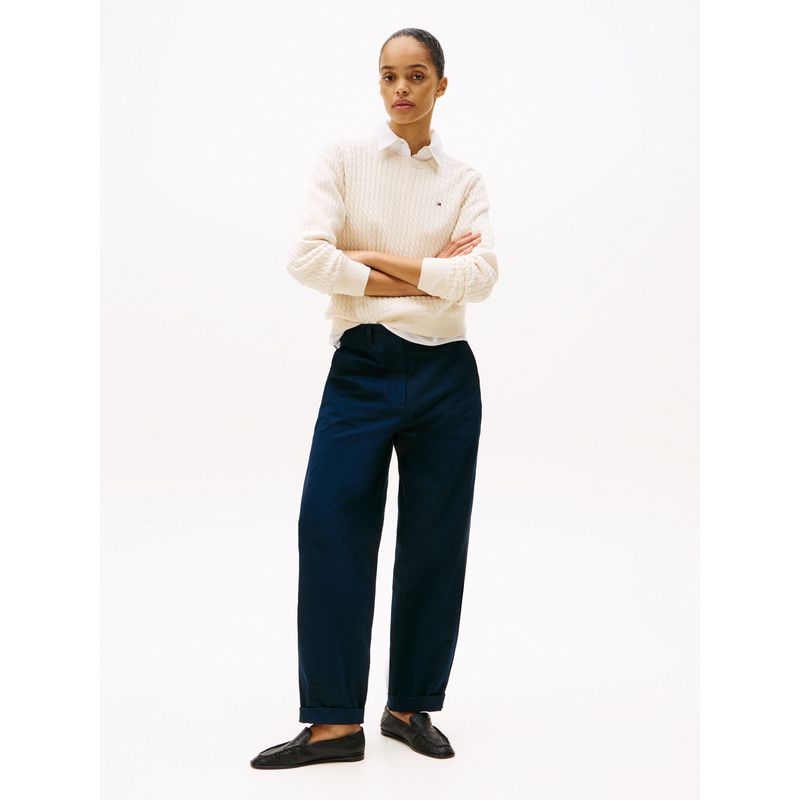 TOMMY HILFIGER - Saco blanco tejido de punto trenzado fino Tommy Hilfiger