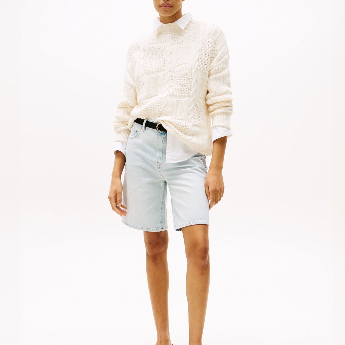 TOMMY HILFIGER - Saco blanco tejido amplio en mezcla de punto Tommy Hilfiger