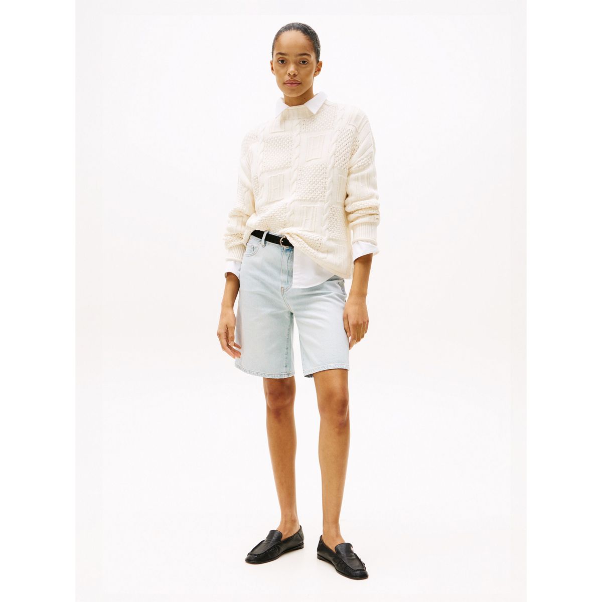 TOMMY HILFIGER - Saco blanco tejido amplio en mezcla de punto Tommy Hilfiger