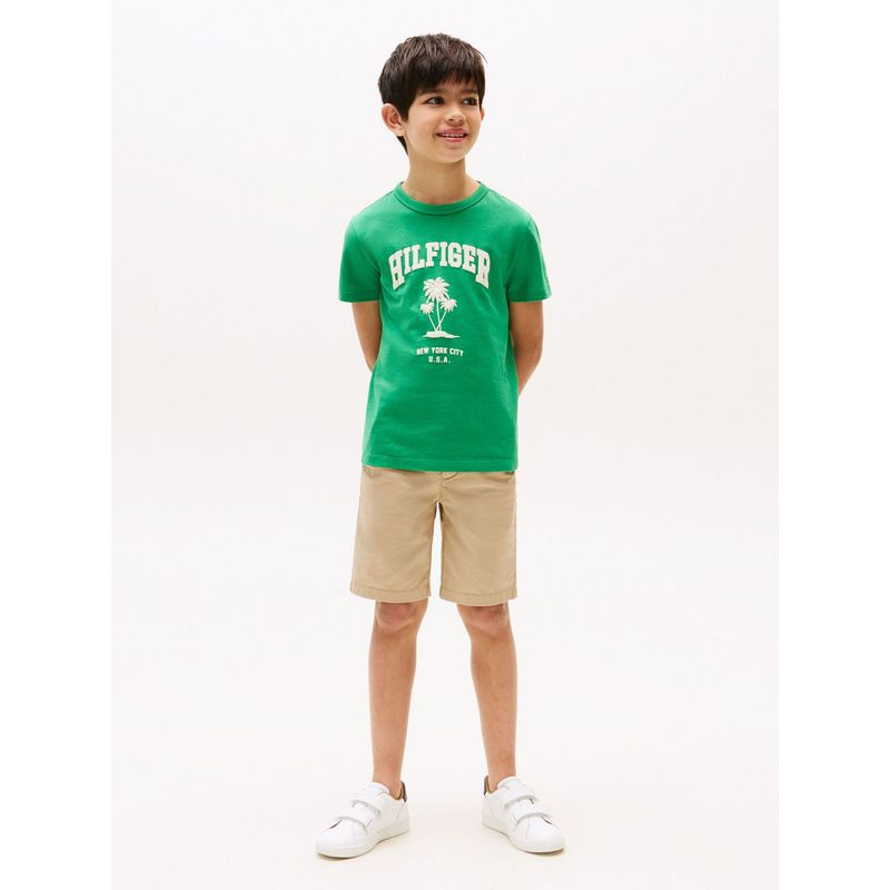 TOMMY HILFIGER - Camiseta verde con logo de palmeras Tommy Hilfiger