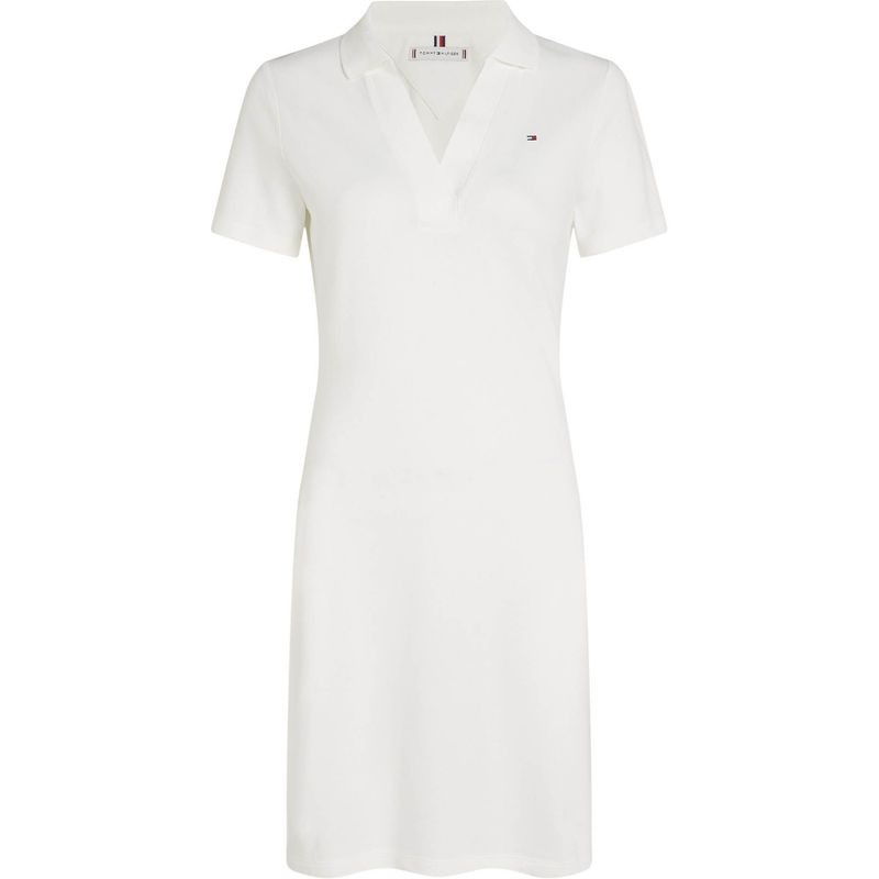 TOMMY HILFIGER - Vestido blanco tipo polo con cuello en V abierto Tommy Hilfiger