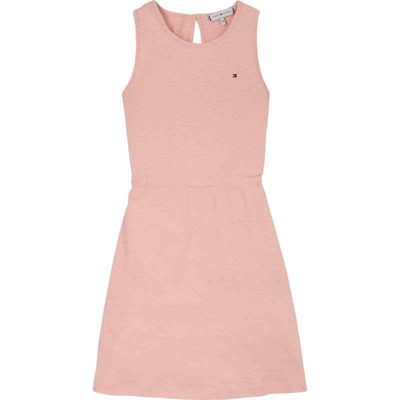 TOMMY HILFIGER - Vestido rosa sin mangas en mezcla de lino Tommy Hilfiger