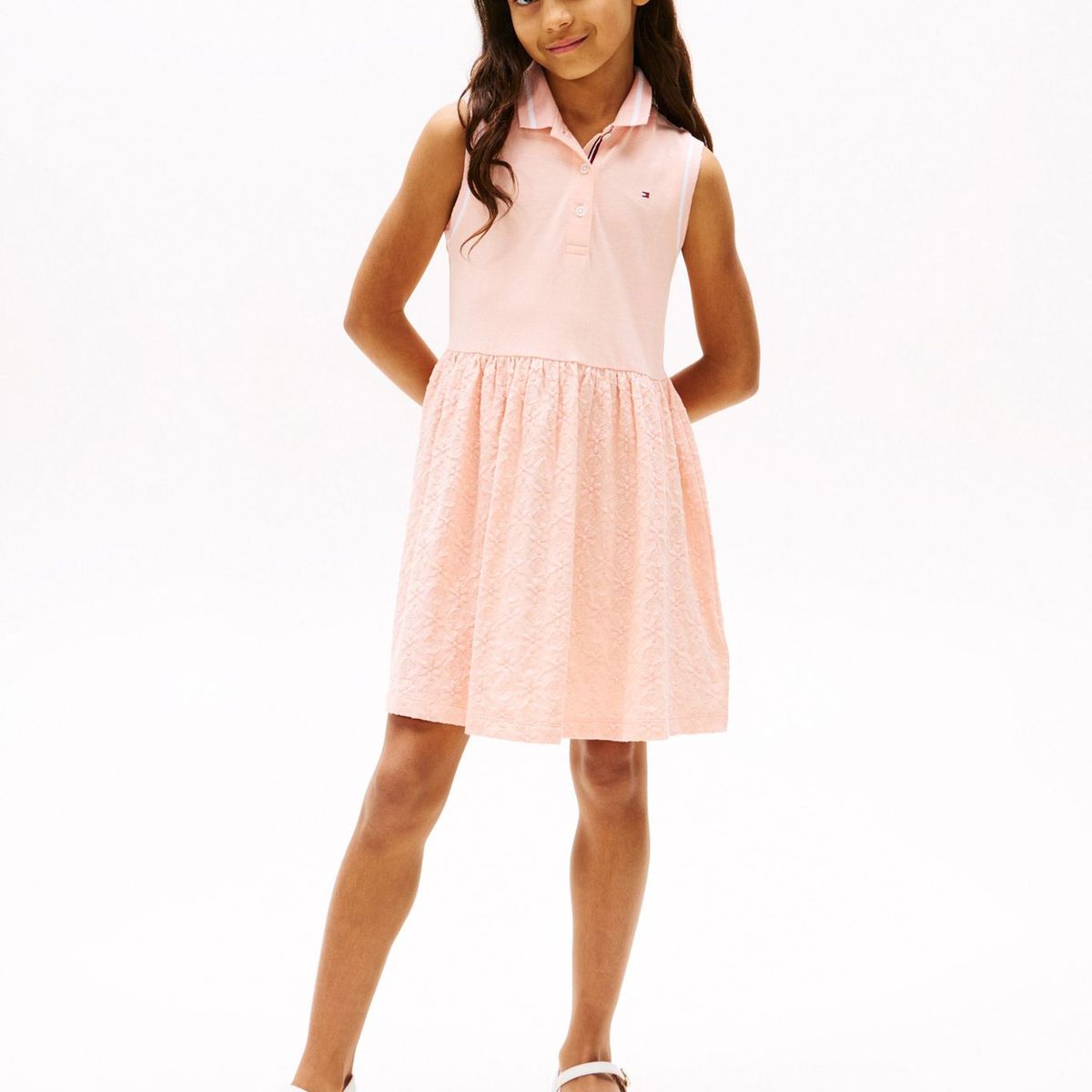 TOMMY HILFIGER - Vestido rosa tipo polo con diseño calado Tommy Hilfiger