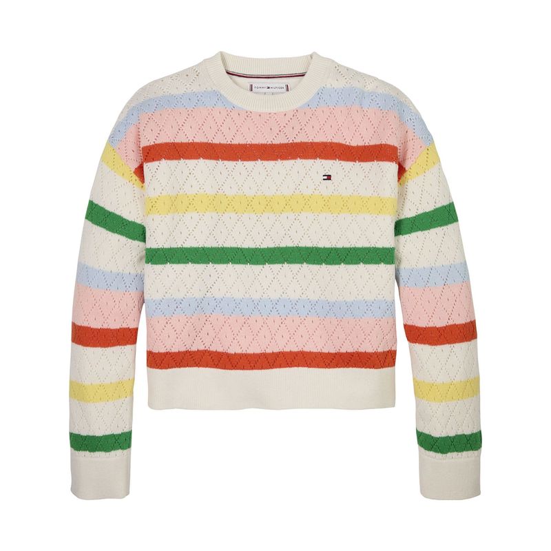 TOMMY HILFIGER - Saco multicolor tejido de rayas de colores calados Tommy Hilfiger