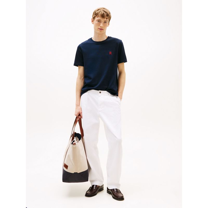 TOMMY HILFIGER - Camiseta azul con monograma TH a contraste Tommy Hilfiger
