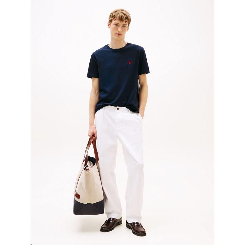TOMMY HILFIGER - Camiseta azul con monograma TH a contraste Tommy Hilfiger