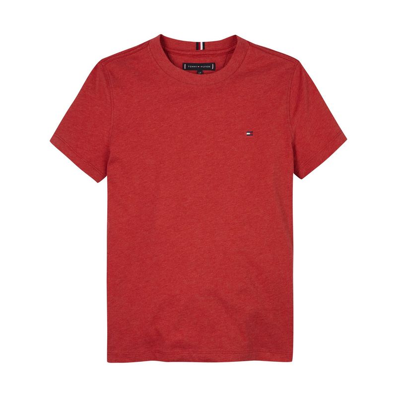 TOMMY HILFIGER - Camiseta roja Essential de cuello redondo Tommy Hilfiger