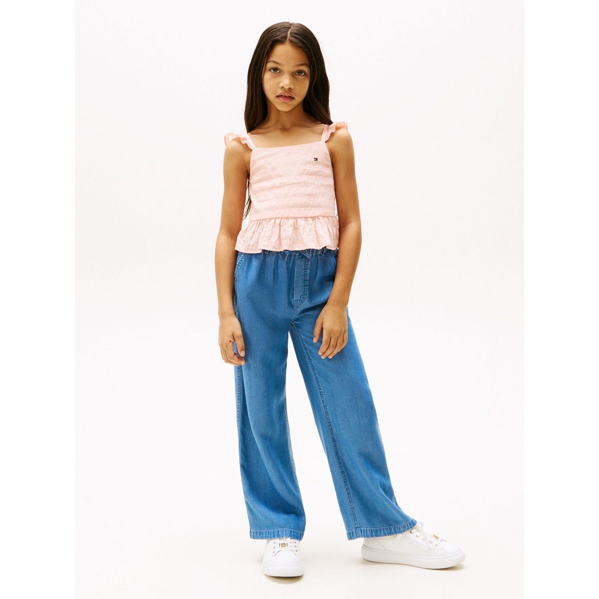 TOMMY HILFIGER - Top rosa texturizado con volantes Tommy Hilfiger