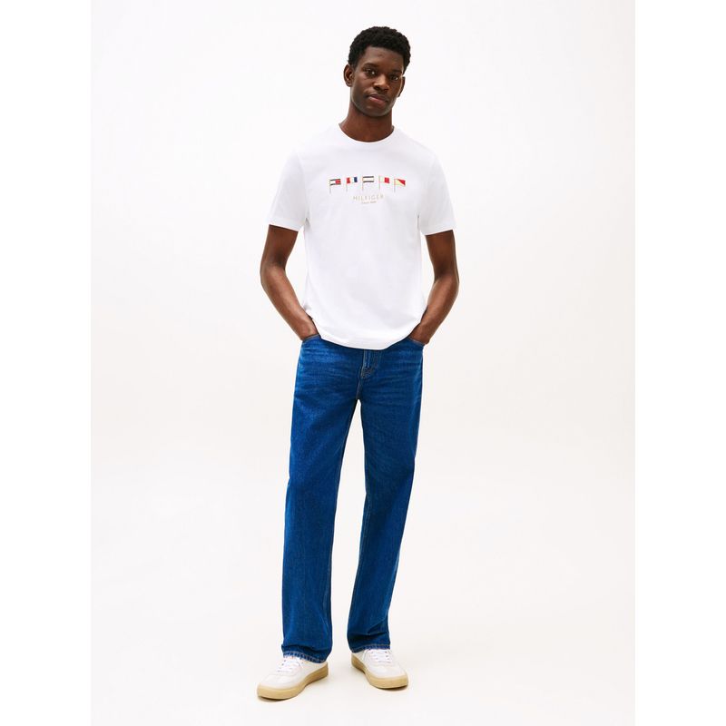 TOMMY HILFIGER - Camiseta blanca con cuello redondo y logo Tommy Hilfiger