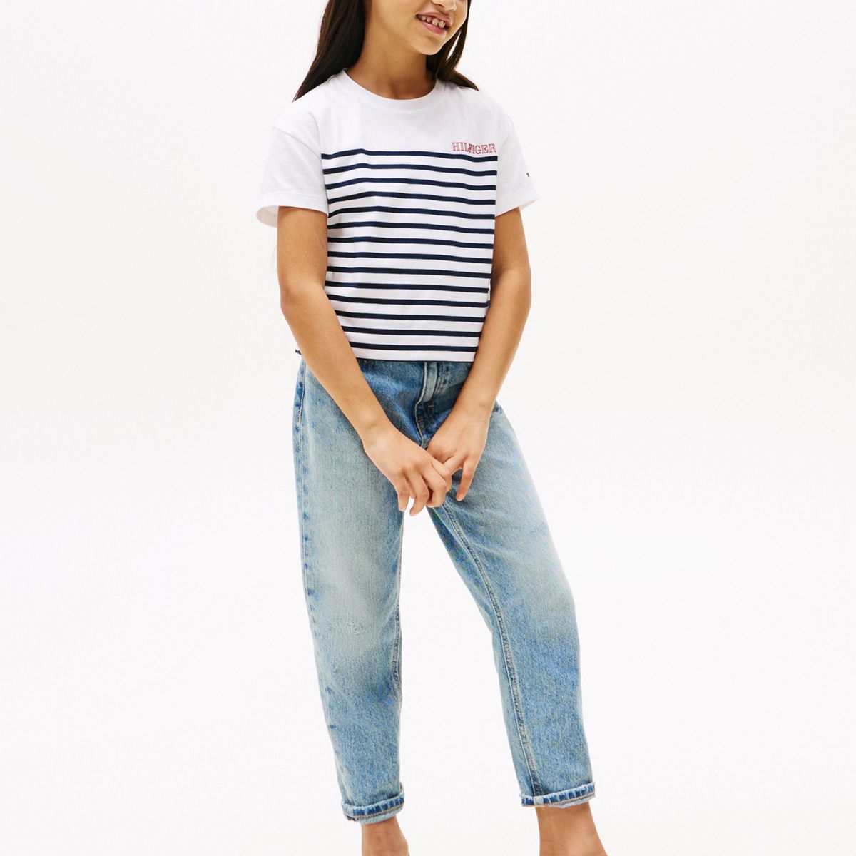 TOMMY HILFIGER - Camiseta azul amplia de rayas Tommy Hilfiger