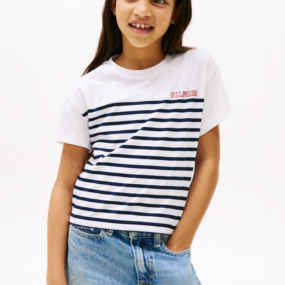 TOMMY HILFIGER - Camiseta azul amplia de rayas Tommy Hilfiger