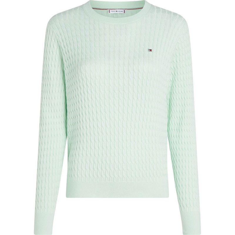 TOMMY HILFIGER - Saco verde tejido de punto trenzado fino Tommy Hilfiger