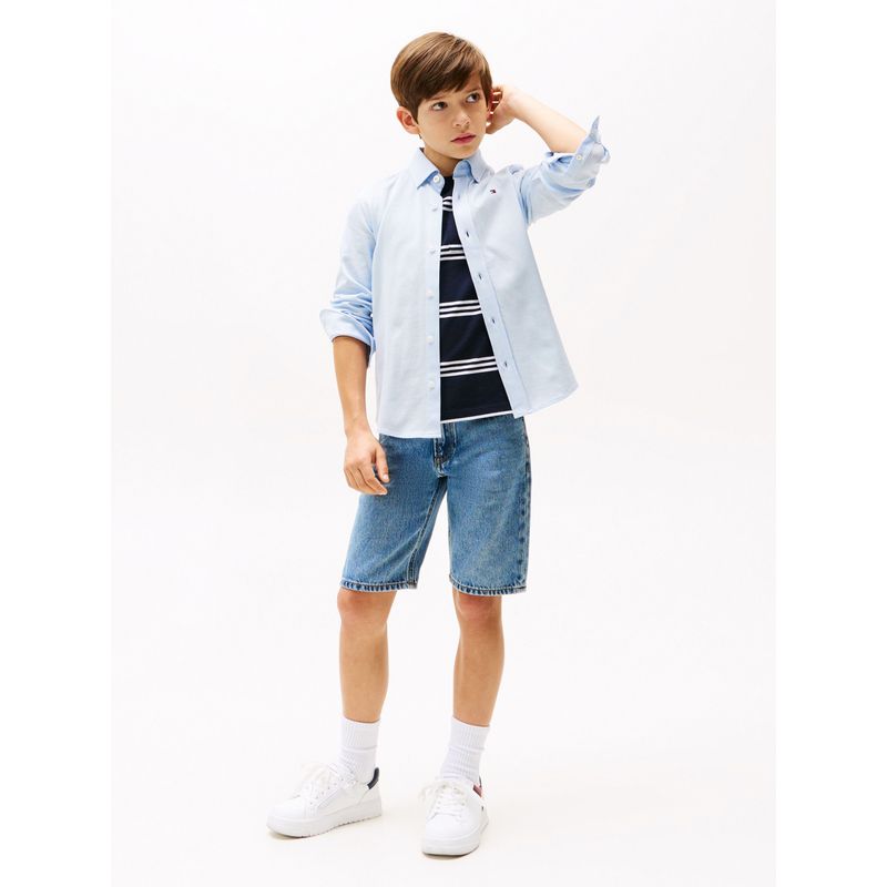 TOMMY HILFIGER - Camisa celeste de corte regular en piqué Tommy Hilfiger