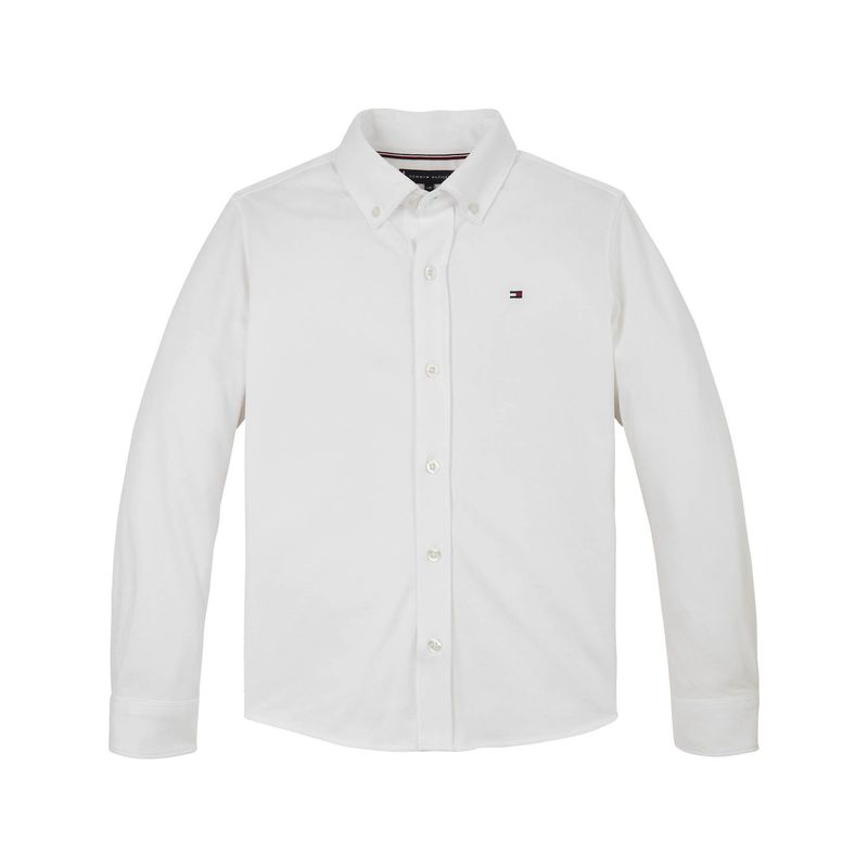 TOMMY HILFIGER - Camisa blanca de corte regular en piqué Tommy Hilfiger