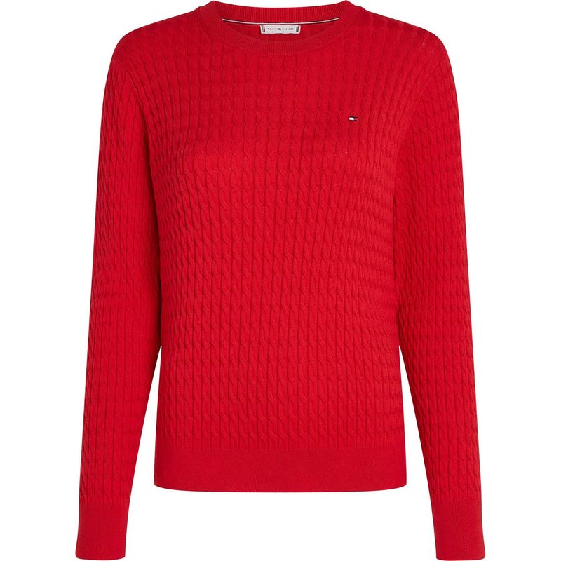 TOMMY HILFIGER - Saco rojo tejido de punto trenzado fino Tommy Hilfiger