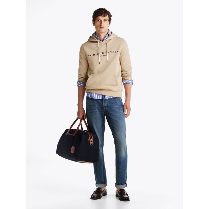 TOMMY HILFIGER - Buzo beige con capota y logo bordado Tommy Hilfiger