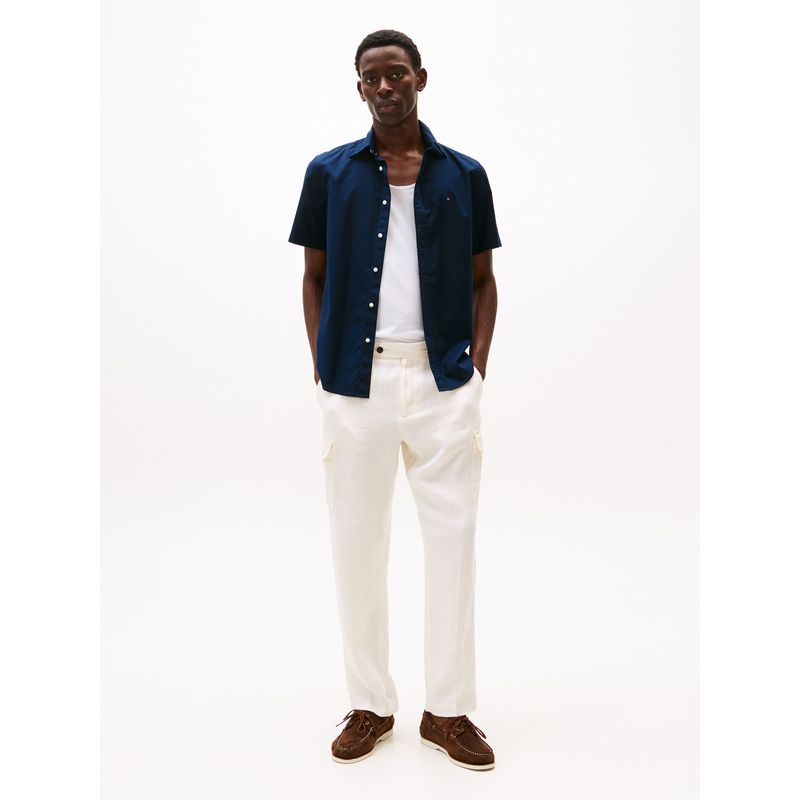 TOMMY HILFIGER - Camisa azul poplin solida Tommy Hilfiger