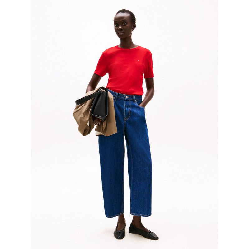 TOMMY HILFIGER - Camiseta roja de cuello redondo con corte slim Tommy Hilfiger