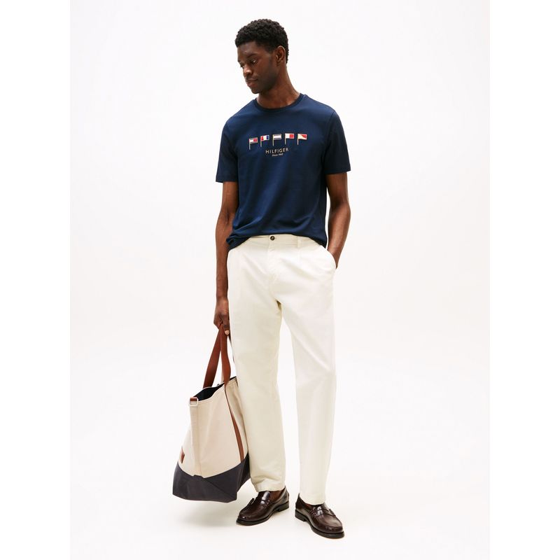 TOMMY HILFIGER - Camiseta azul con cuello redondo y logo Tommy Hilfiger