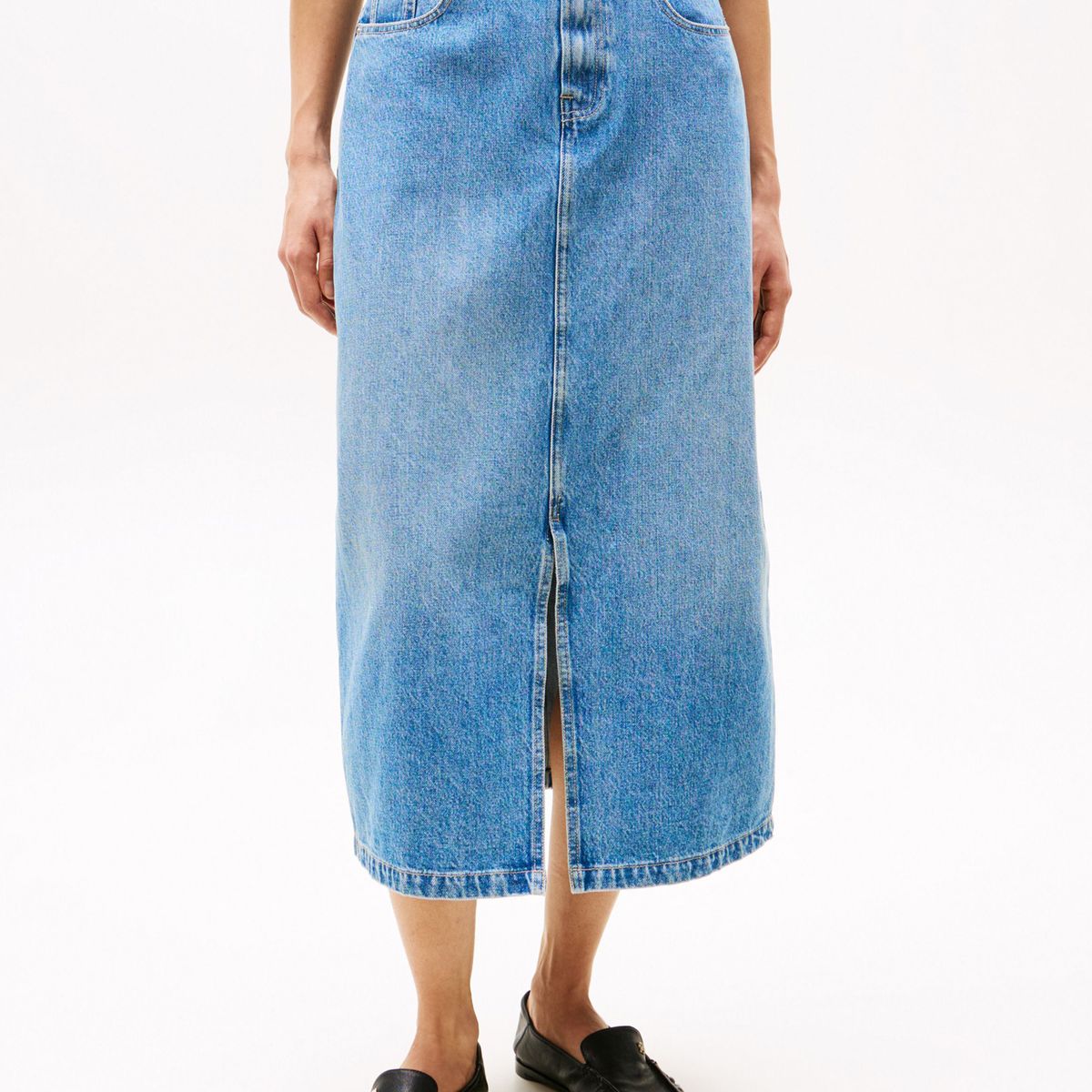 TOMMY HILFIGER - Falda azul midi vaquera jeans de cintura alta Tommy Hilfiger