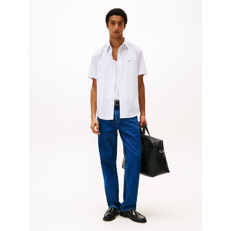 TOMMY HILFIGER - Camisa azul de manga corta con corte regular Tommy Hilfiger