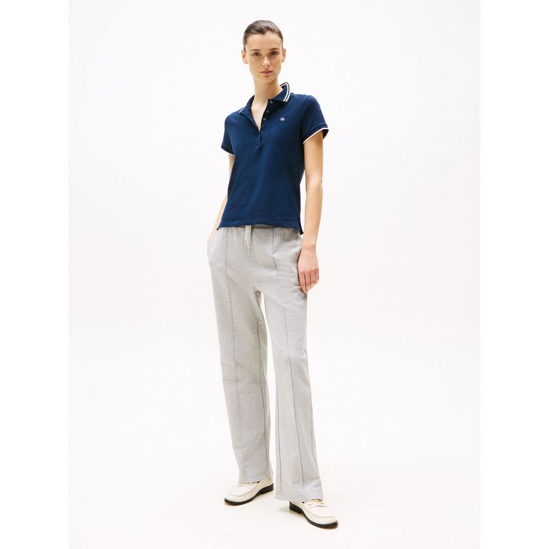 TOMMY HILFIGER - Polo azul de corte slim con logo a contraste Tommy Hilfiger