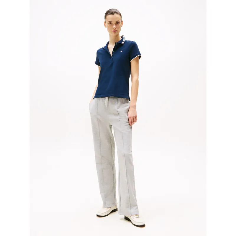 TOMMY HILFIGER - Polo azul de corte slim con logo a contraste Tommy Hilfiger