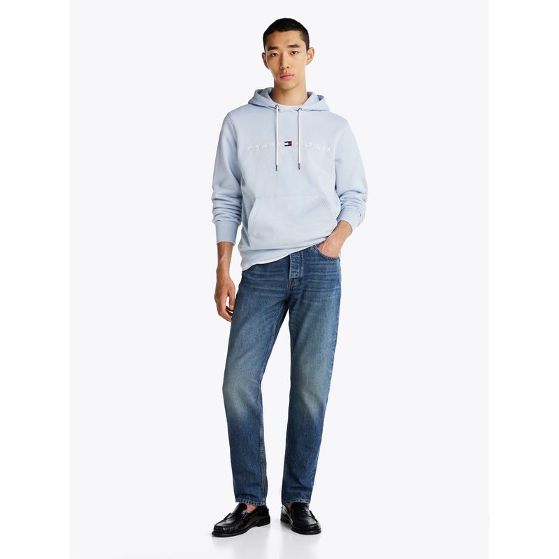 TOMMY HILFIGER - Buzo celeste con capota y logo bordado Tommy Hilfiger