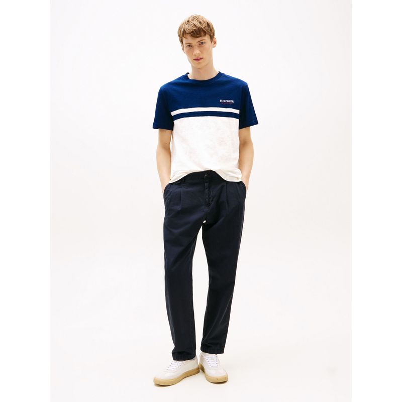 TOMMY HILFIGER - Camiseta azul color block con monotipo Hilfiger Tommy Hilfiger