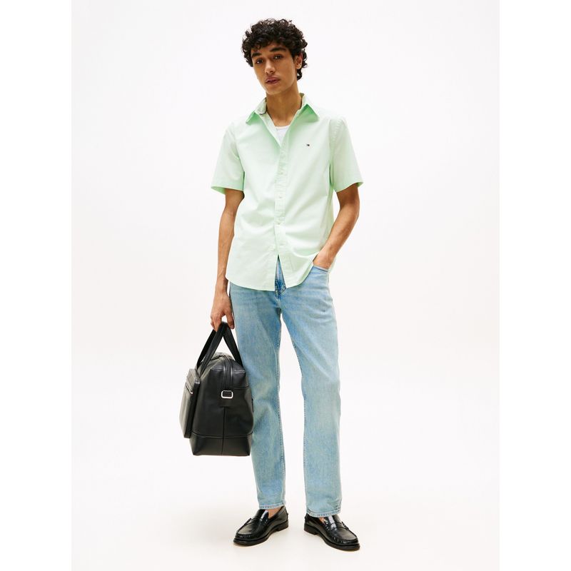 TOMMY HILFIGER - Camisa verde poplin solida Tommy Hilfiger
