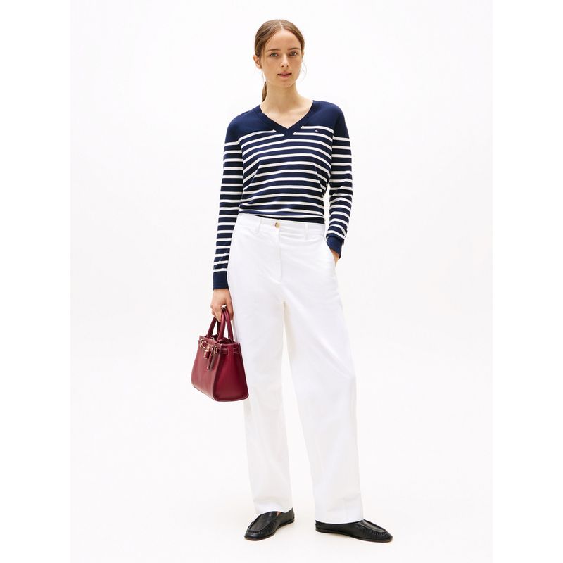 TOMMY HILFIGER - Saco azul oscuro de punto con Cuello en V Tommy Hilfiger