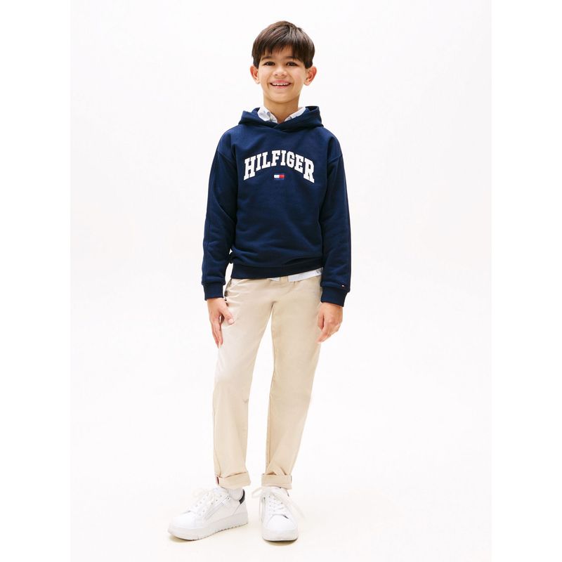 TOMMY HILFIGER - Buzo azul con capota y logo de estilo universitario Tommy Hilfiger