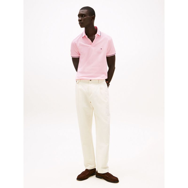 TOMMY HILFIGER - Polo rosa ribeteado de corte slim Tommy Hilfiger