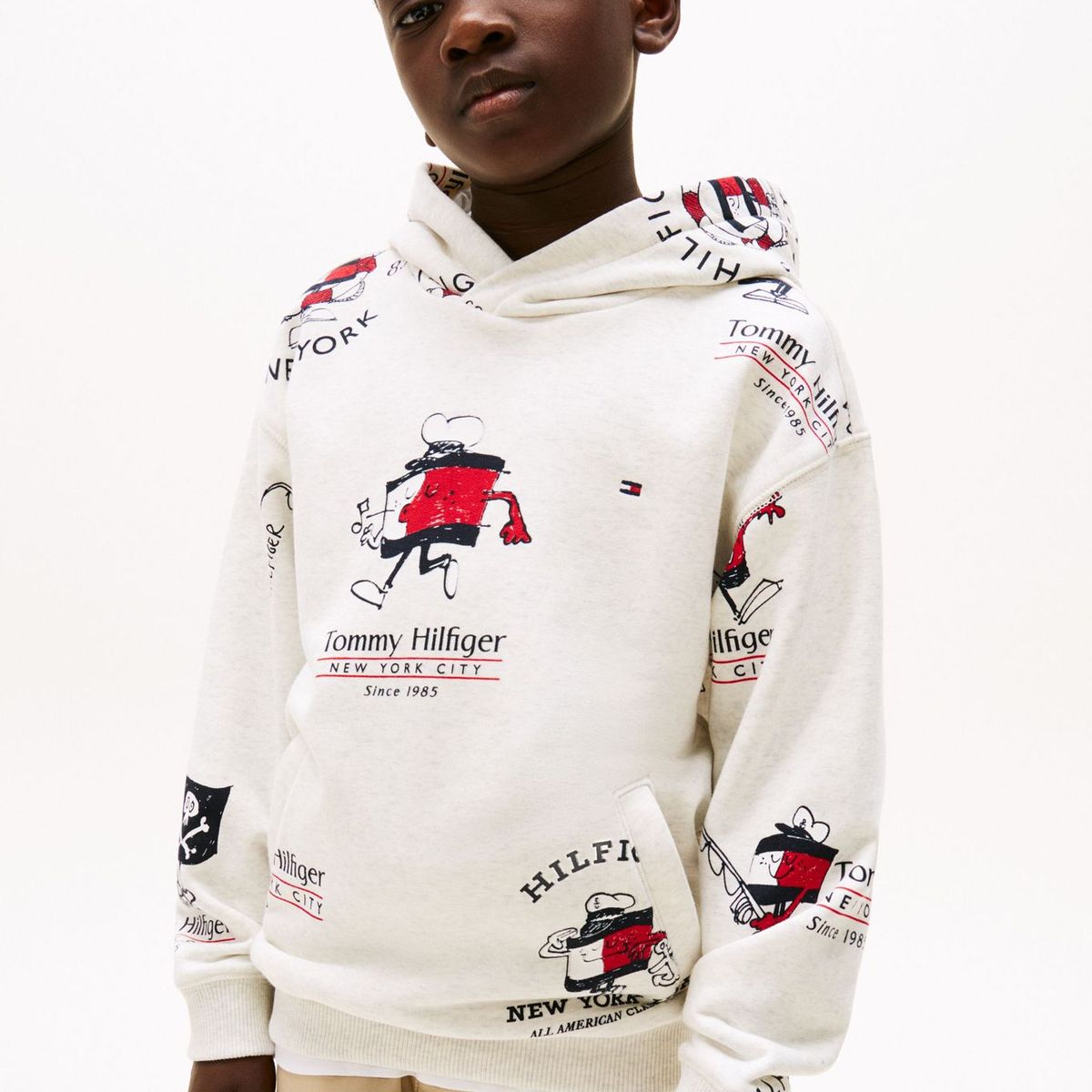 TOMMY HILFIGER - Buzo blanco con capota y logo mascota Tommy Hilfiger